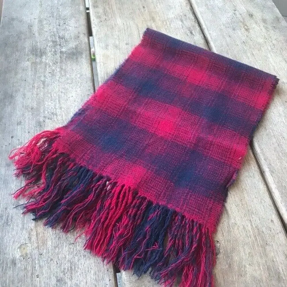 Gymboree Girls Boys Unisex Scarf‎ Red Plaid Ski Cabin Fringe Winter